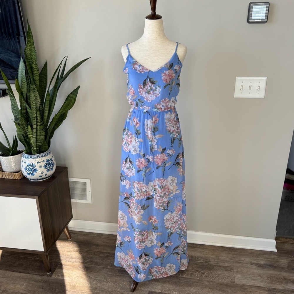 Abercrombie & Fitch Spaghetti Strap hydrangea Maxi Dress